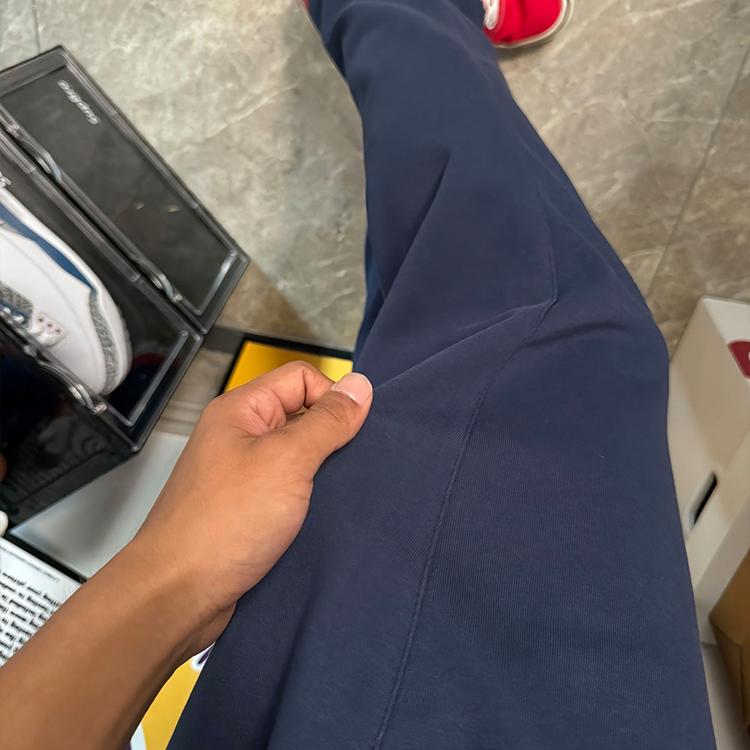 藏青色美式运动卫裤男款秋冬季潮牌裤子直筒垂感cleanfit休闲长裤