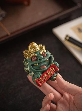 中式步步高升小狮子祝福摆件小众高级感礼品创意财源广进桌面装饰
