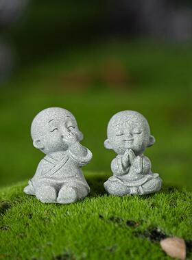 可爱四不小和尚茶宠小摆件中式小沙弥鱼缸造景盆栽微景观桌面装饰