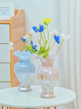 欧式彩皿色玻019客璃芬顿花瓶六角花瓶厅桌家餐居插花器工艺品摆