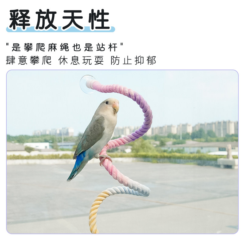 【宠大条】鹦鹉攀爬站杆棉绳啃咬玩具牡丹玄凤旋转站棒解闷鸟秋千,淘宝优惠券,粉丝福利购,淘宝优惠卷