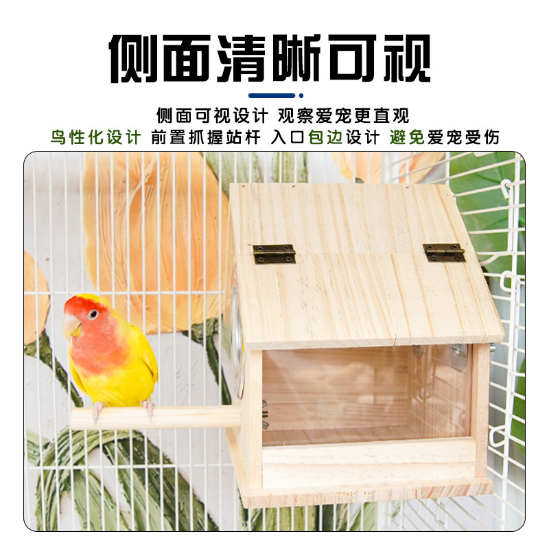 【宠大条】鹦鹉可视繁殖箱户外实木鸟窝牡丹孵化窝四季躲避小木屋,淘宝优惠券,粉丝福利购,淘宝优惠卷