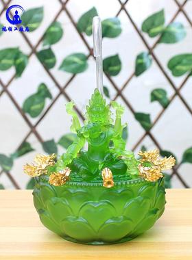 五路财神黄财神爷佛像招财供奉神像自动水供循环流水白黑琉璃摆件