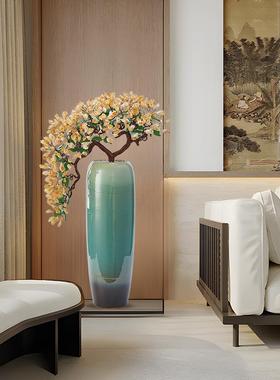 黄水晶大号落地花瓶发财树客厅玄关电视柜装饰品招财摆件乔迁新居