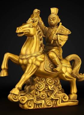 纯铜马上封侯摆件马上猴拿印猴手拿令旗生肖猴客厅书房办公室装饰