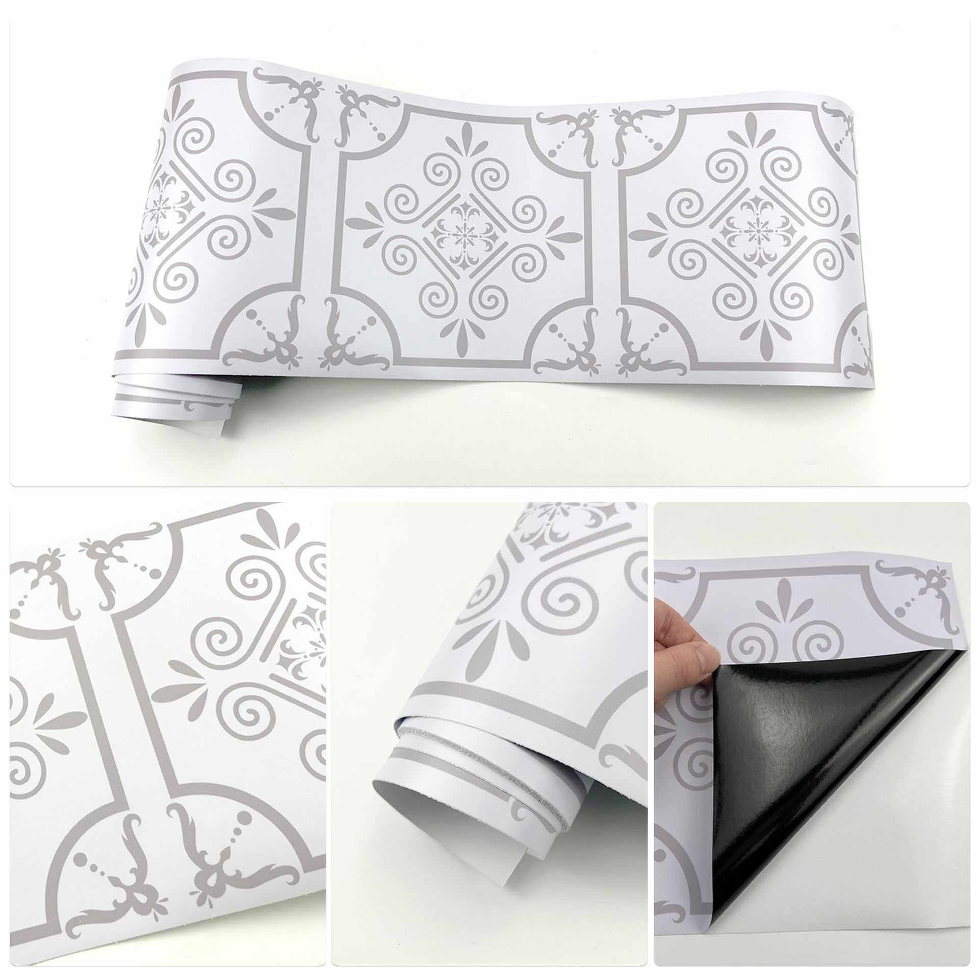 PVC黑胶墙贴自粘 厨房防油防水地板贴纸不透光浅灰花纹,淘宝优惠券,粉丝福利购,淘宝优惠卷