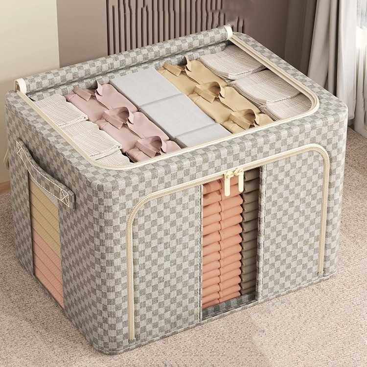 新款棋盘格收纳箱衣柜大容量环保PP板翻盖式衣物被子整理筐储物盒,淘宝优惠券,粉丝福利购,淘宝优惠卷