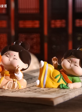 西安国潮唐仕女桌面摆件 中式古风人物唐仕女摆件家居树脂工艺品