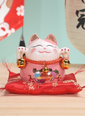招财猫创意陶瓷家居摆件小招财猫存钱罐储蓄罐汽车摆件书桌装饰品