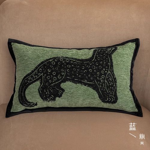 轻奢复古黑绿色系组合抱枕新中式刺绣竹纹抱枕民宿中古靠垫腰靠枕 - 图2