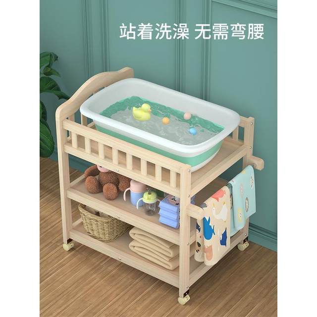 Baby solid wood diaper changing table for newborn baby multi-functional nursing table for dressing table for movable storage without bent