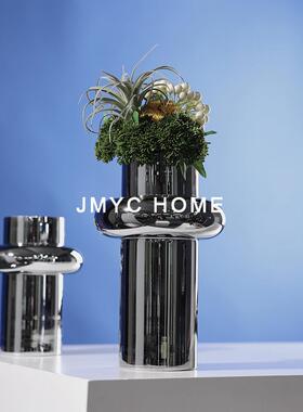 简约器玻璃客厅茶几插花摆TGH件样厅板间餐吧桌面插干花瓶软台装