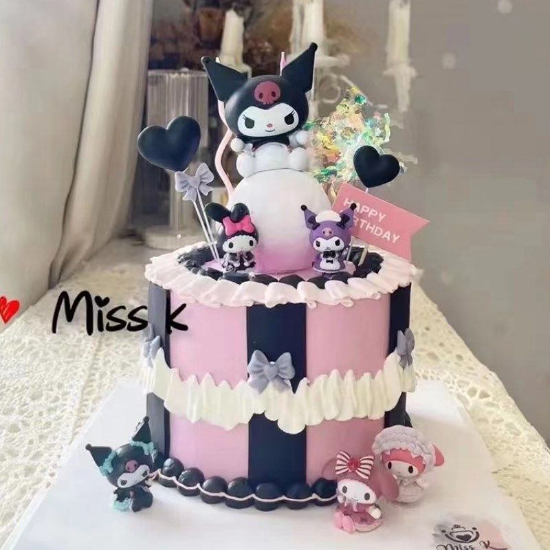 库洛米儿童蛋糕装饰摆件推推乐贴纸甜品台插牌黑粉系生日插件气球,淘宝优惠券,粉丝福利购,淘宝优惠卷