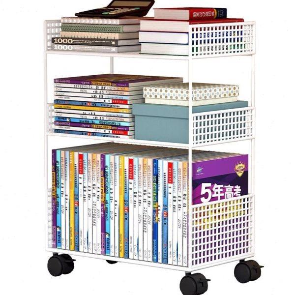 桌下置物架书桌旁小书架可移动带轮落地公桌边推车书本收纳书柜,淘宝优惠券,粉丝福利购,淘宝优惠卷