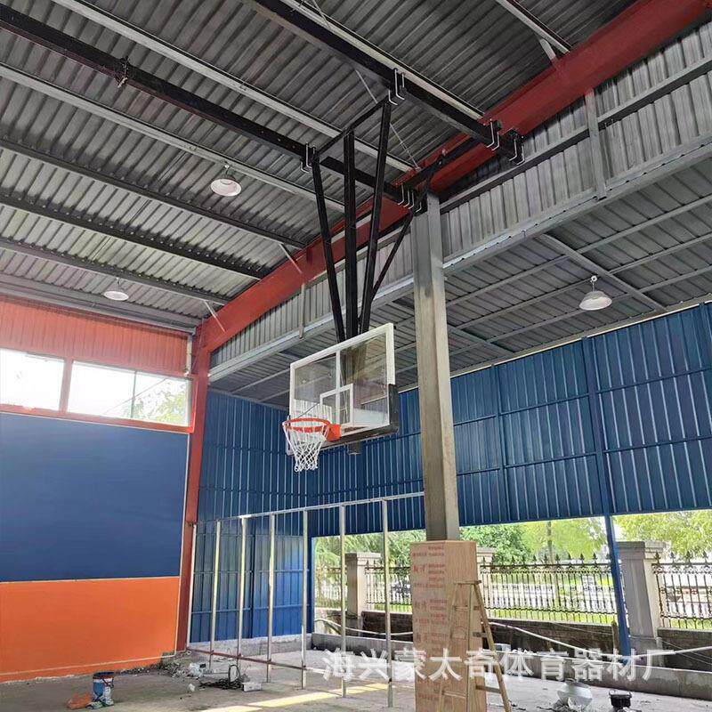 电动折叠篮球架吊顶悬挂篮球架室内成人挂墙式遥控升降篮球架 - 图0