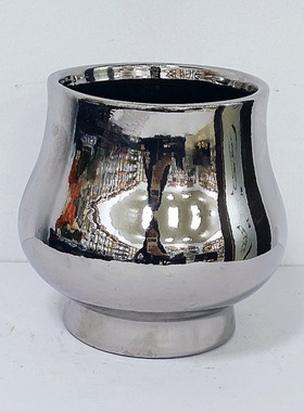 2025北欧时尚电镀银陶瓷蝴蝶兰装饰花瓶小巧家用假花摆件奢华美饰