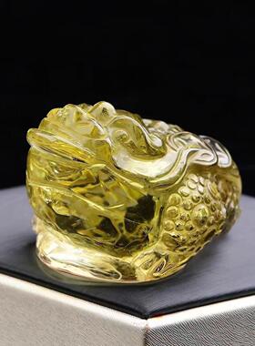 尺寸75.49.40天然黄水晶金蟾小摆件三脚金蟾手把件把玩件重156克