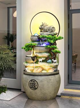 客厅流水摆件循环水阳台喷泉造景装饰办公室养鱼池落地生财风水轮