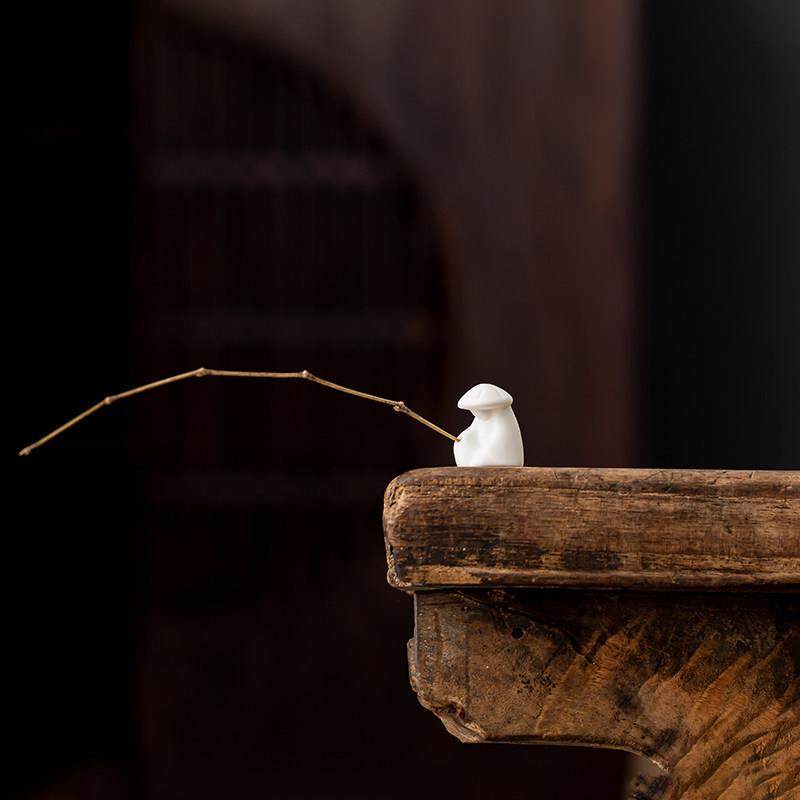 钓鱼摆件姜太公微景观陶瓷钓鱼渔翁人物鱼缸水族箱流水器造景装饰,淘宝优惠券,粉丝福利购,淘宝优惠卷