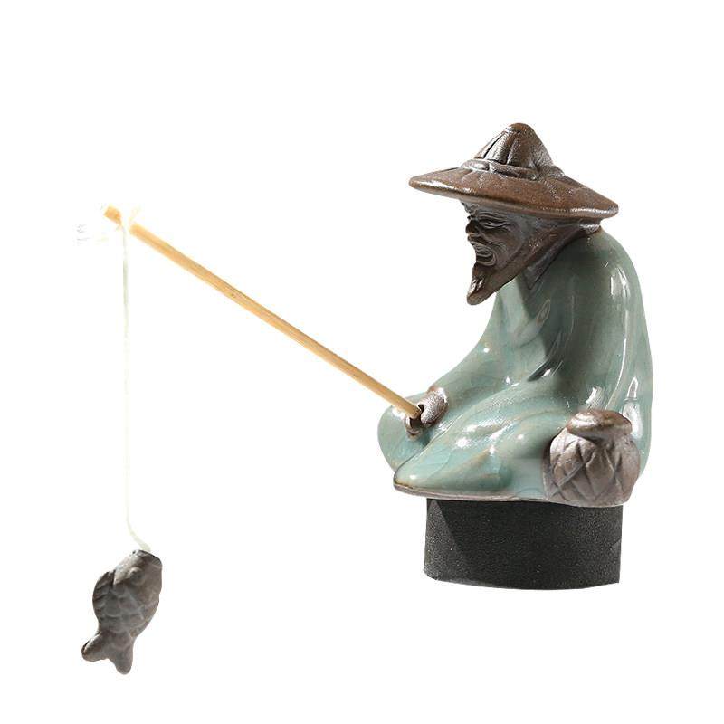 钓鱼摆件姜太公微景观陶瓷钓鱼渔翁人物鱼缸水族箱流水器造景装饰,淘宝优惠券,粉丝福利购,淘宝优惠卷