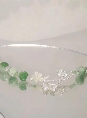 中式古风绿色青青子衿清冷手链复古国风手饰手串小众设计蝴蝶礼物