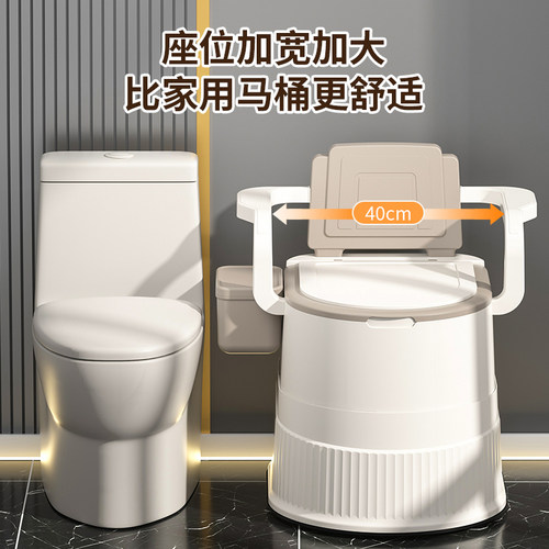 孕妇坐便器老人移动马桶便携式座便器床边尿桶便盆家用坐便椅防臭 - 图1
