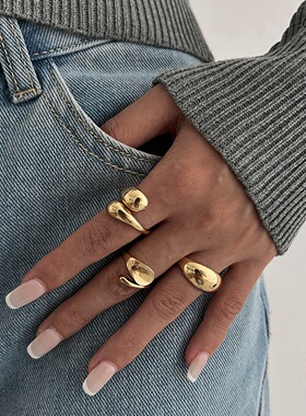 TEMU希音爆款关节戒几何水滴形时尚开口指环套装跨境高级质感