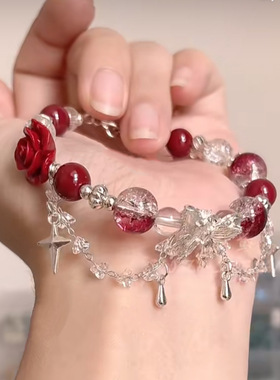 2025新款国风玫瑰手链复古高颜值蝴蝶流苏闺蜜礼物时尚手饰