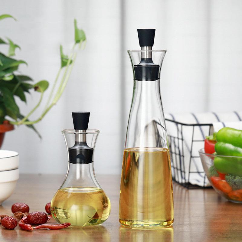 高级感600ml创意泡酒瓶麻油瓶厨房用品油醋瓶300ml高硼硅玻璃油壶 - 图1