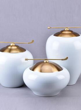 新中式绿色陶瓷罐摆件样板房客厅玄关酒柜博古架书柜桌面软装饰品