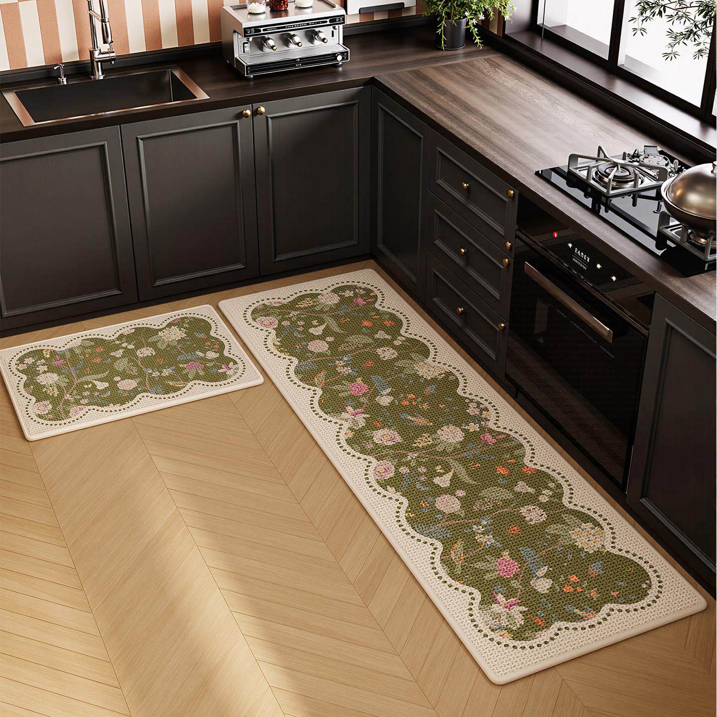 Kitchen floor mats, absorbent foot mats, dirt-resistant, anti-fouling, anti-slip, anti-fall woven mats, bathroom door soft pads, wear-resistant carpets