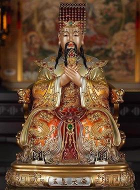 纯铜彩绘玉皇大帝王母娘娘神像玉帝王母铜像佛像龙椅佛像供奉摆件