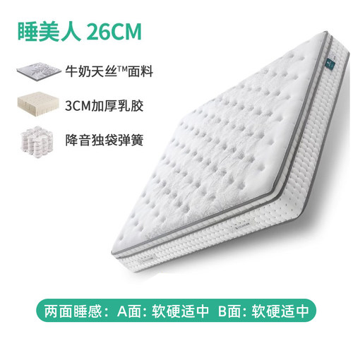 【睡美人】雅兰席梦思床垫双人家用独立弹簧加厚天然乳胶正反两用 - 图2