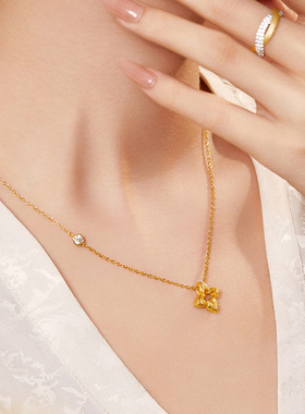 YUMMIE优米四叶草项链纯银镀22K