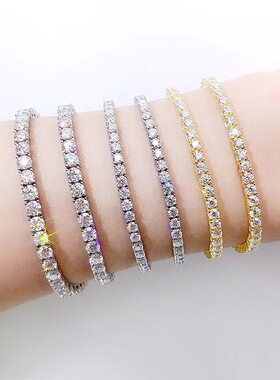 2025新款钛钢4MM闪耀锆石镶嵌网球链女士奢华手链精致抛光