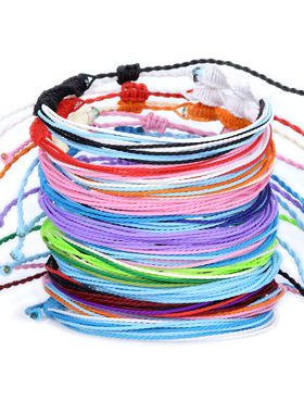 2020新款欧美流行防水台湾蜡线纽麻花彩色绳手工编织手链厂家