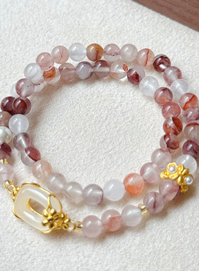 2025新款时尚百搭天然彩胶水晶多圈手链女轻奢饰品简约礼物