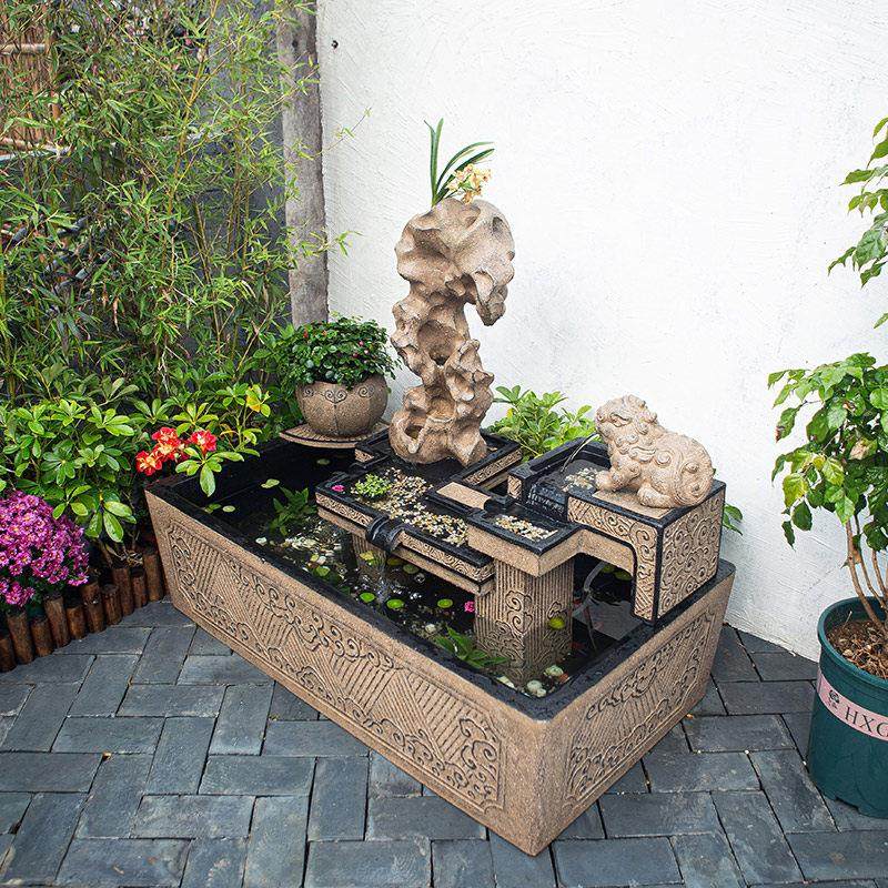 户外假山流水喷泉鱼缸摆件水景阳台庭院花园布置装饰造景景观鱼池,淘宝优惠券,粉丝福利购,淘宝优惠卷