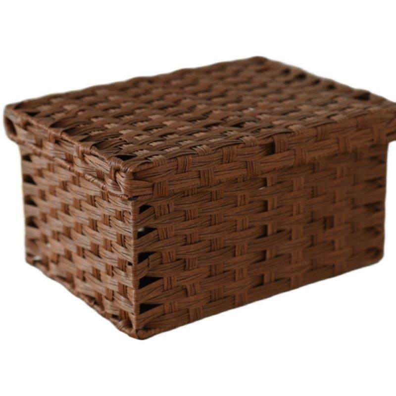 仿藤编收纳箱带盖整理箱衣服储物箱家用桌面抽屉布艺内衣收纳盒子,淘宝优惠券,粉丝福利购,淘宝优惠卷