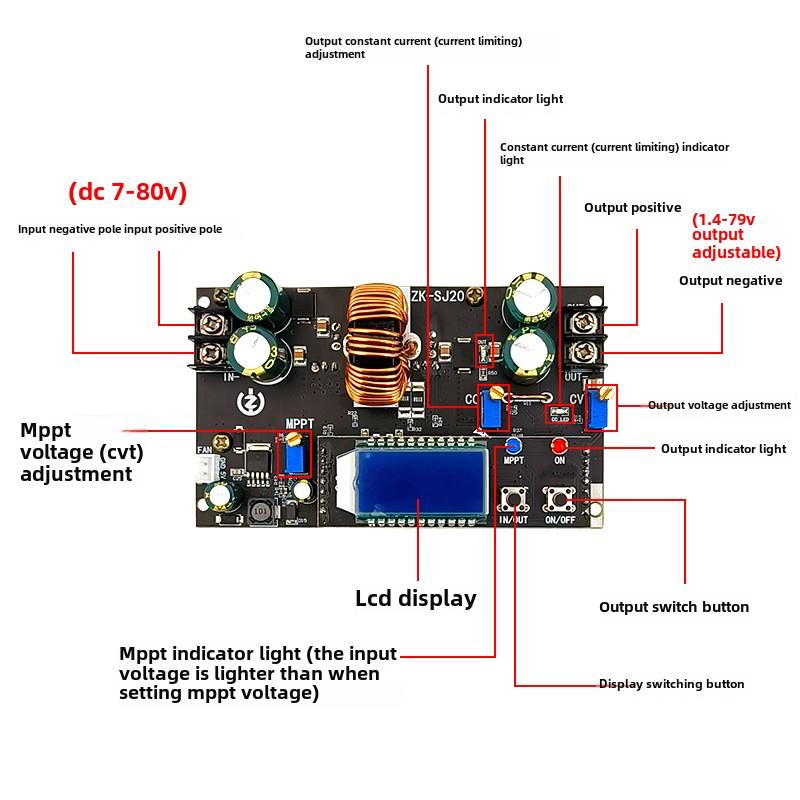 Mppt太阳能控制器电池充电模块光伏稳压同步整流器自动升压降压电 - 图0