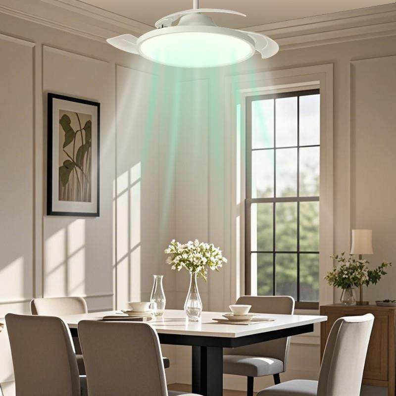 FOOC全光谱护眼超薄变频一体隐形卧室智能静音吊扇灯餐厅静音节能,淘宝优惠券,粉丝福利购,淘宝优惠卷