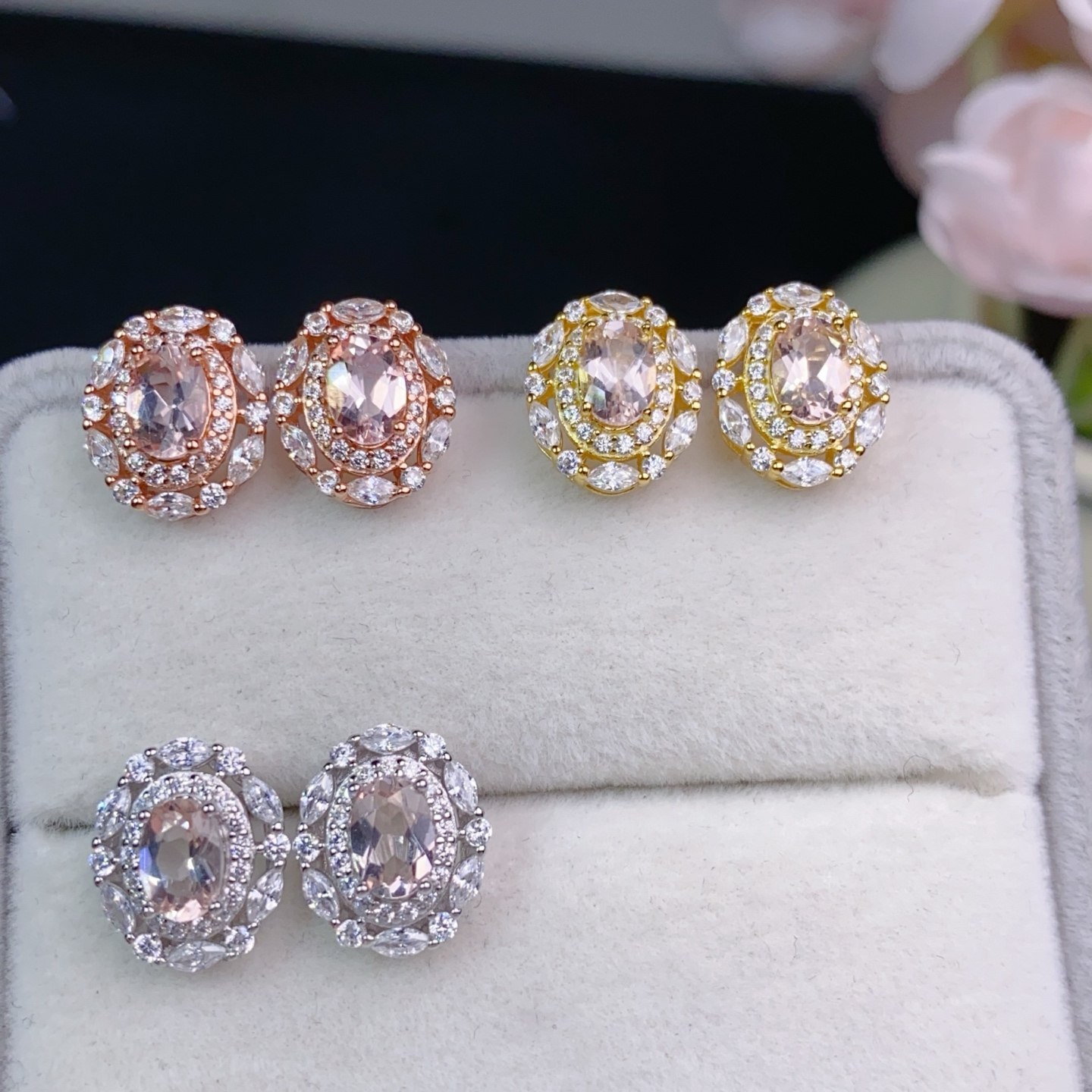 【中国地质大学珠宝】纯天然摩根石耳钉晶体干净色彩独特水水的,淘宝优惠券,粉丝福利购,淘宝优惠卷