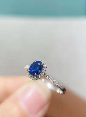 地大珠宝蓝宝石18K金求婚戒