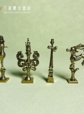 三星堆黄铜大立人像纵目面具神鸟摆件创意礼物四川纪念品家居装饰