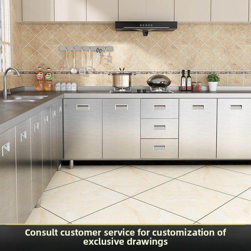 定制304整体不锈钢厨房橱柜简易水槽灶台柜一体农村储物拉篮碗柜,淘宝优惠券,粉丝福利购,淘宝优惠卷