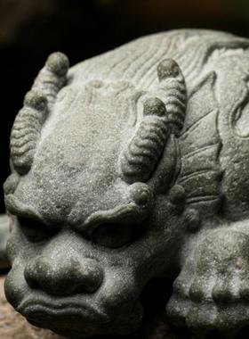 镇水兽青砂石中式花园庭院摆件茶宠室内鱼缸装饰盆景公园石雕工艺