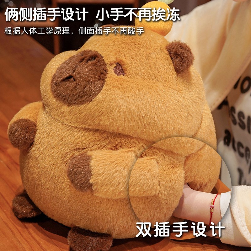 可爱水豚车载毛毯抱枕被子两用办公室学生K午睡枕头毯子少女心靠 - 图0