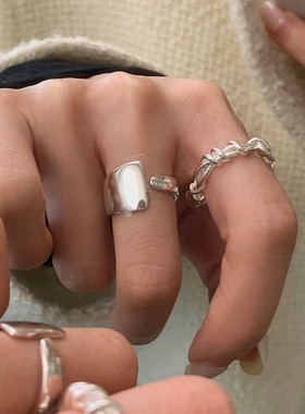 2025新款个性不规则几何女戒时尚嘻哈扭线开口网红食指时尚饰品