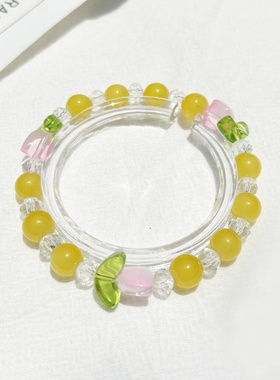 2025新款甜美小众郁金香水晶手链女高级设计师创意义乌饰品手串