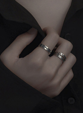 组合叠戴戒指男士单身戒复古嘻哈开口指环个性潮流防泰银极乐